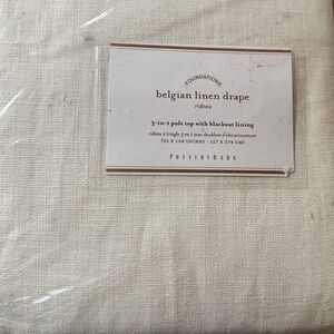 Pottery Barn Belgian Linen blackout drape, 50” x 108” – white